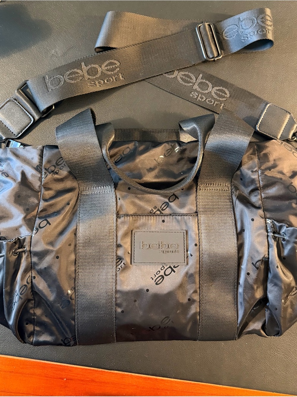 Bebe Sport Small Black Nylon Duffle Gym Bag - Picture 8 of 14